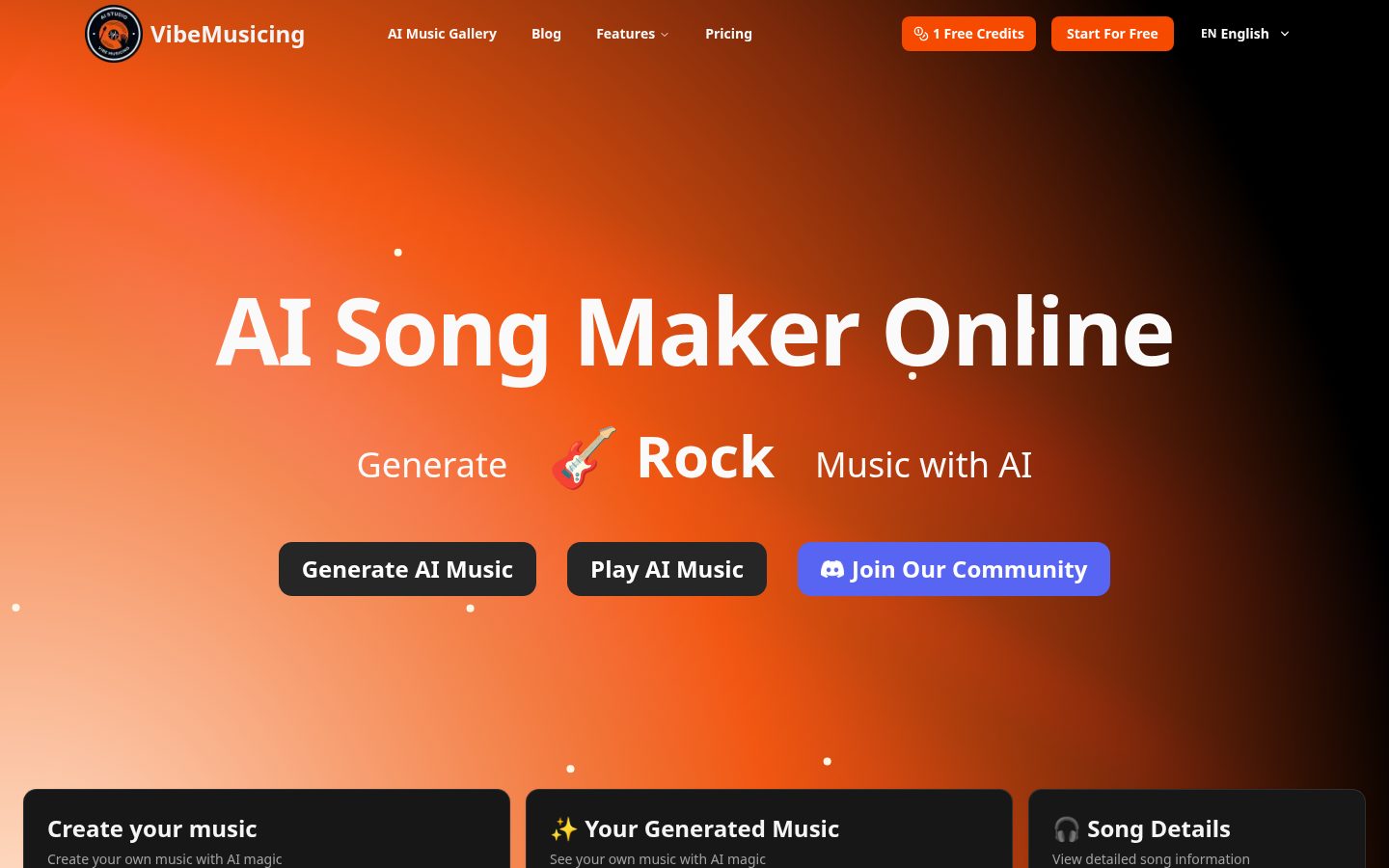 Vibe Musicing AI Homepage