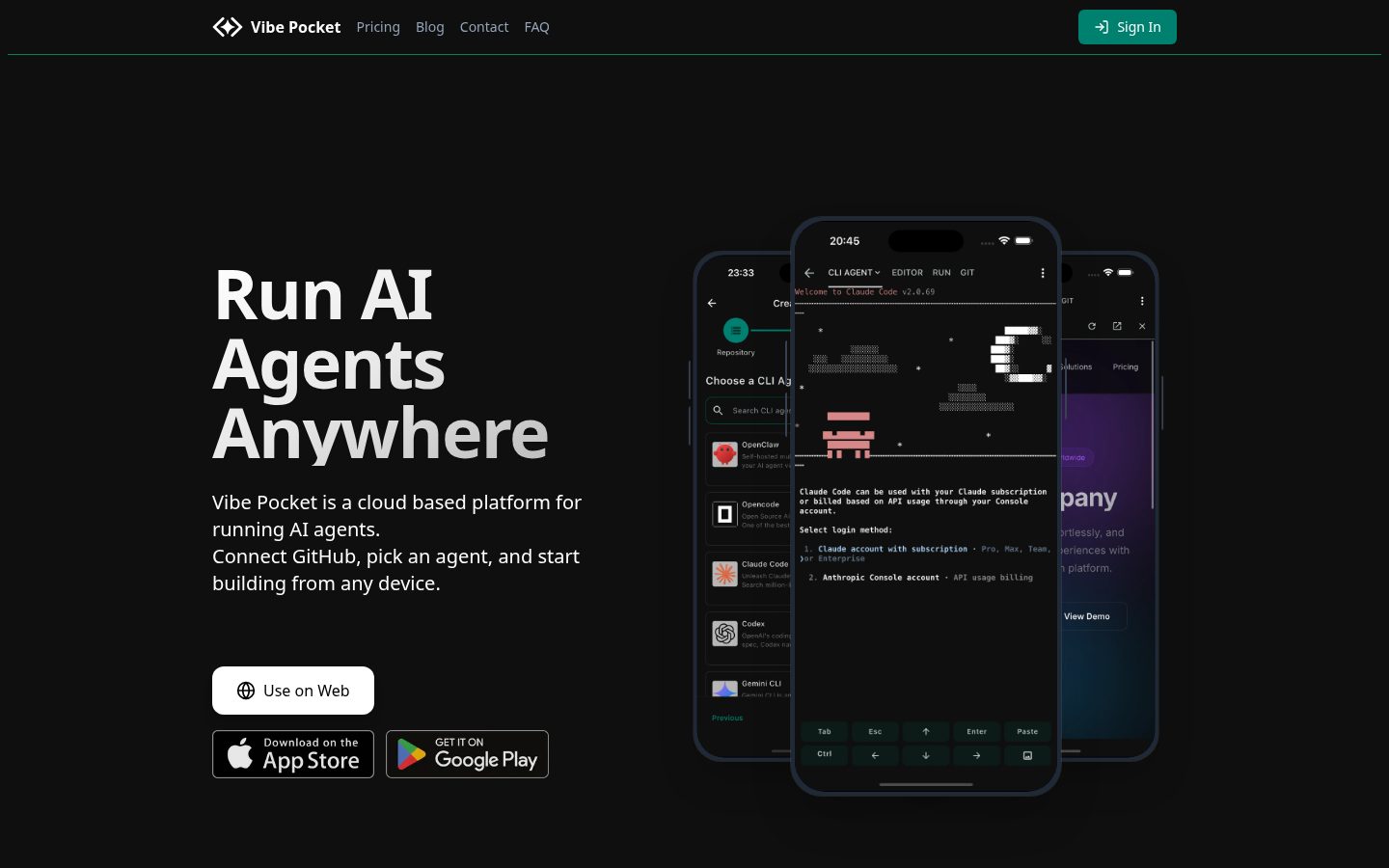 Vibe Pocket Homepage
