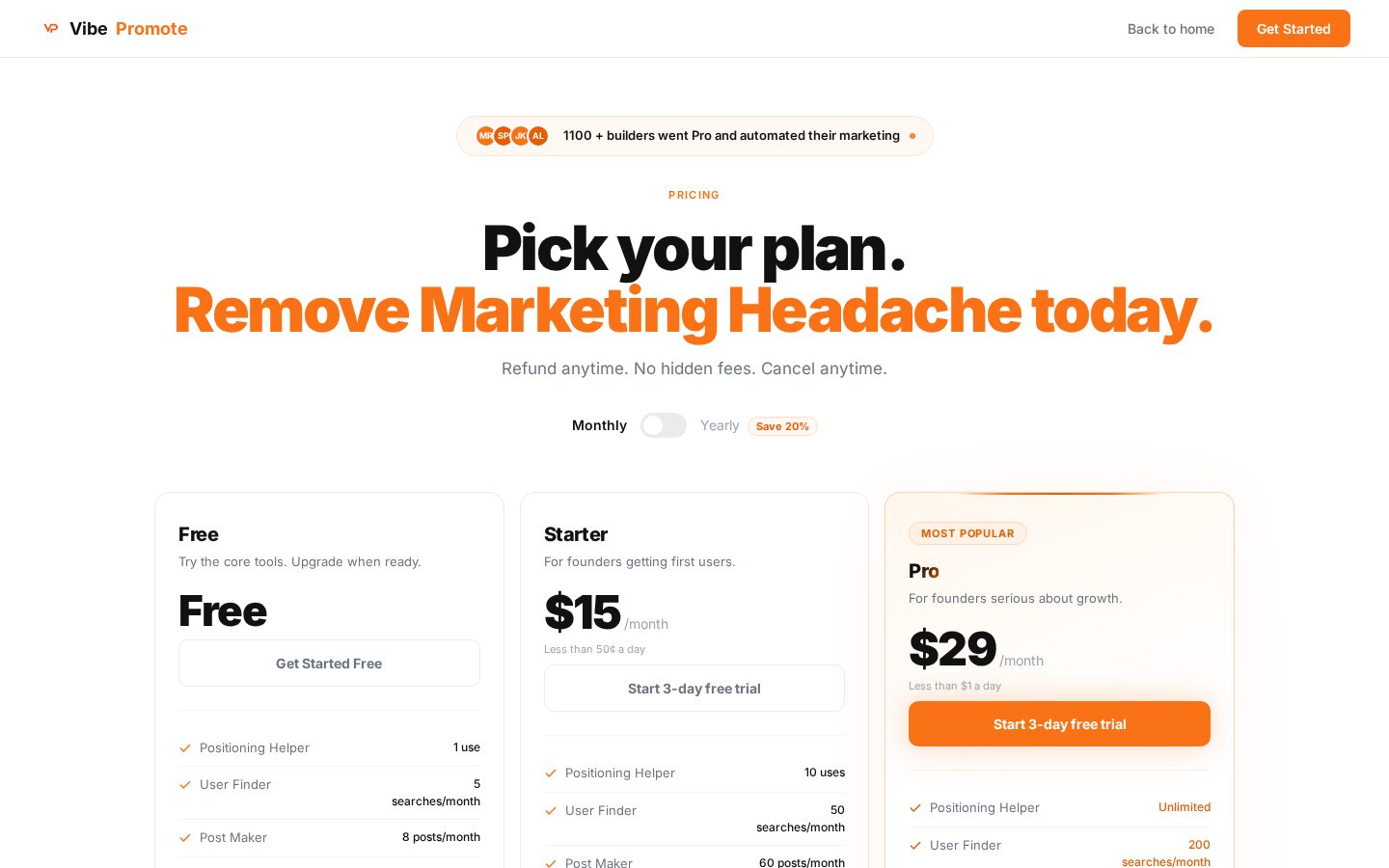 Vibe Promote Pricing