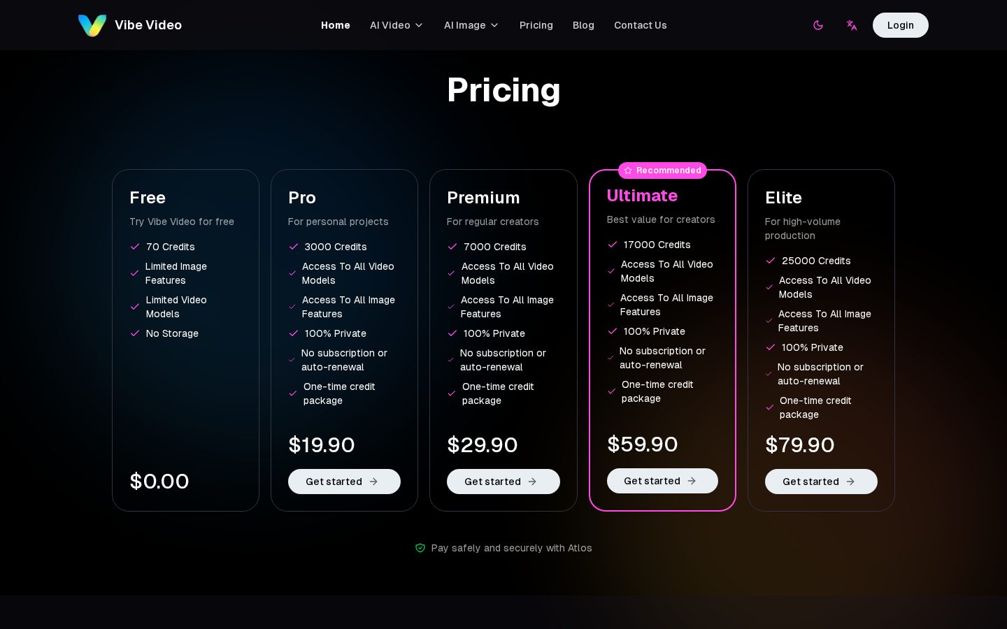 Vibe Video Pricing