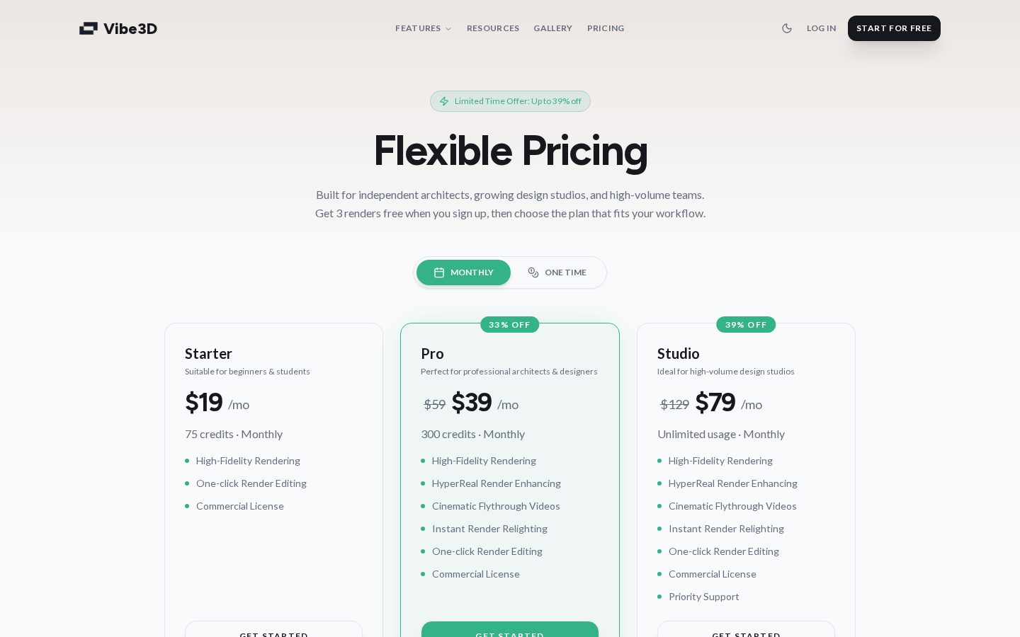 Vibe3D Pricing