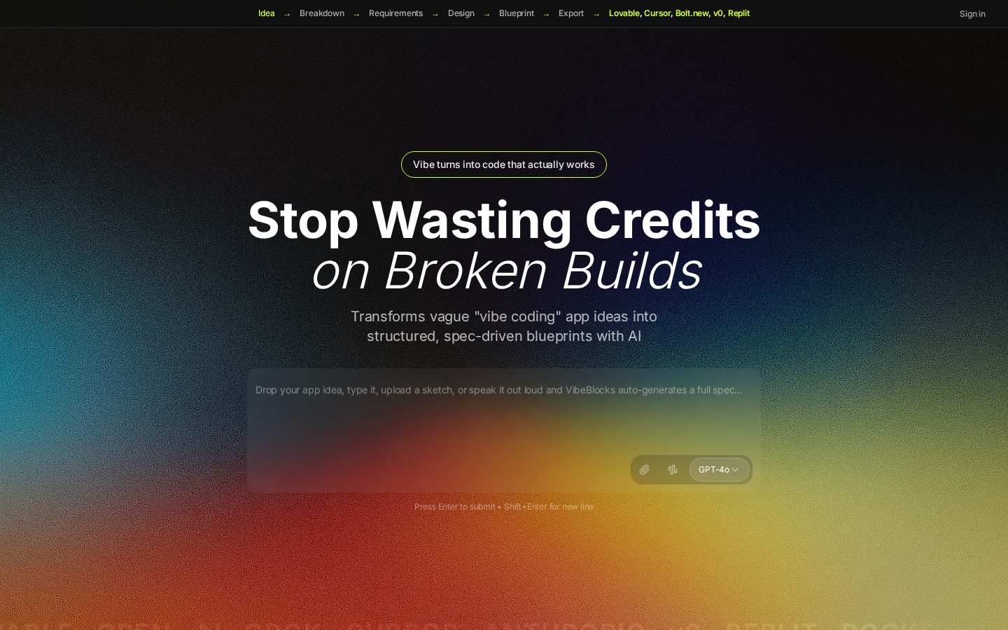 VibeBlocks Homepage