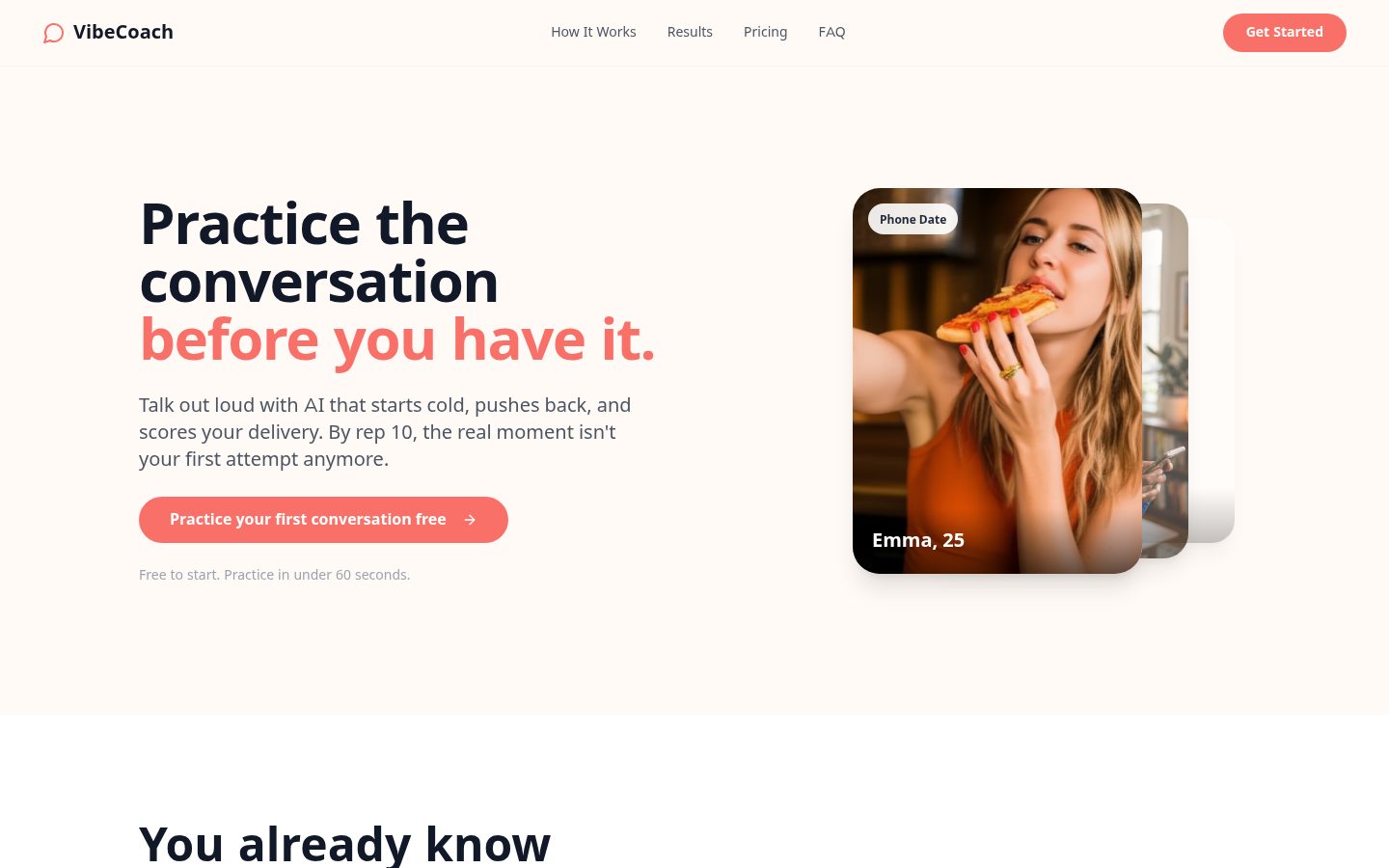 vibeCoach Homepage