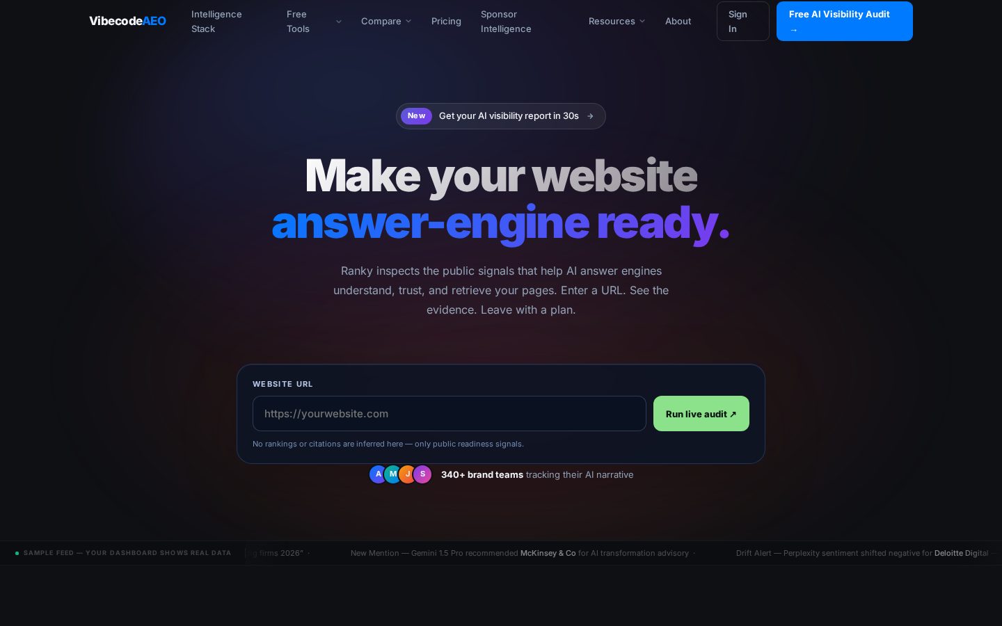 VibecodeAEO Homepage