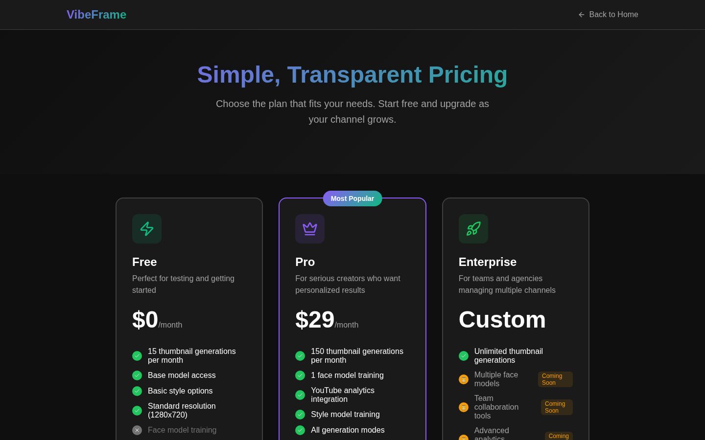 VibeFrame Pricing