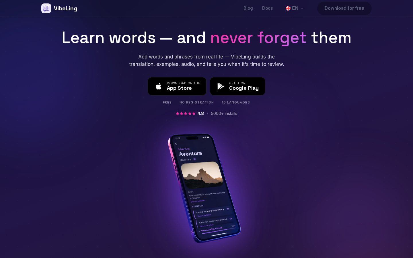 VibeLing Homepage
