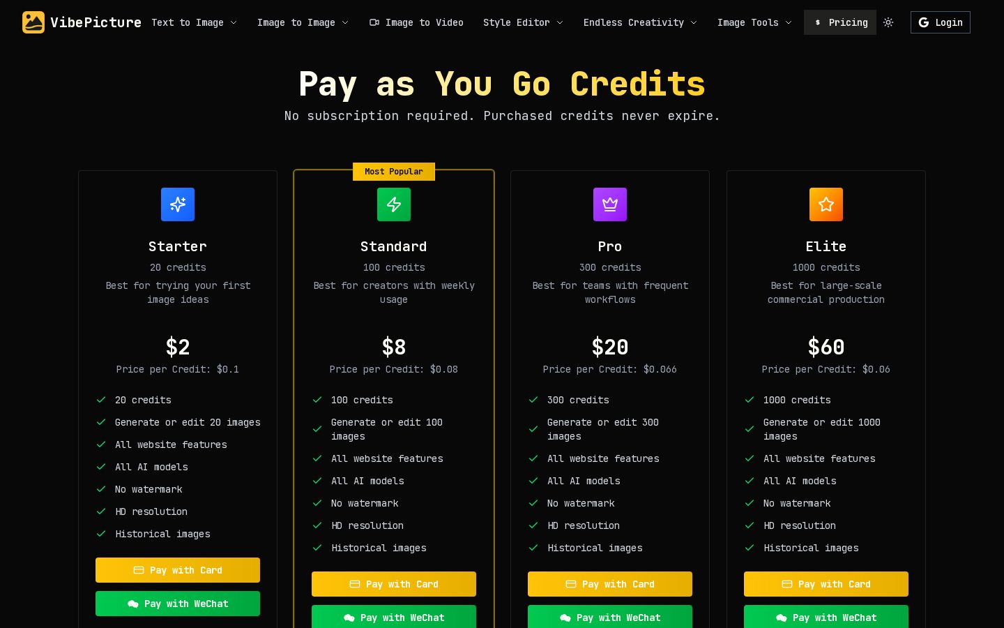 VibePicture Pricing