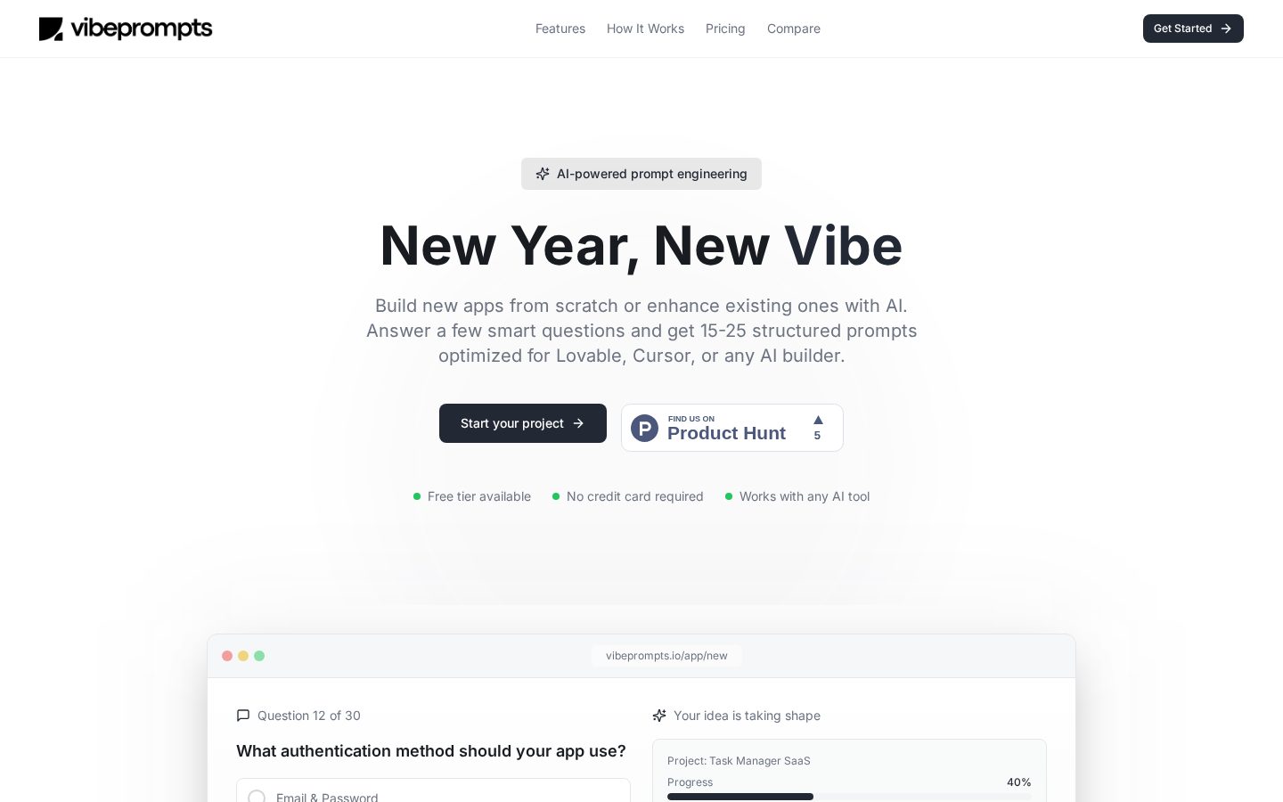 VibePrompts Homepage