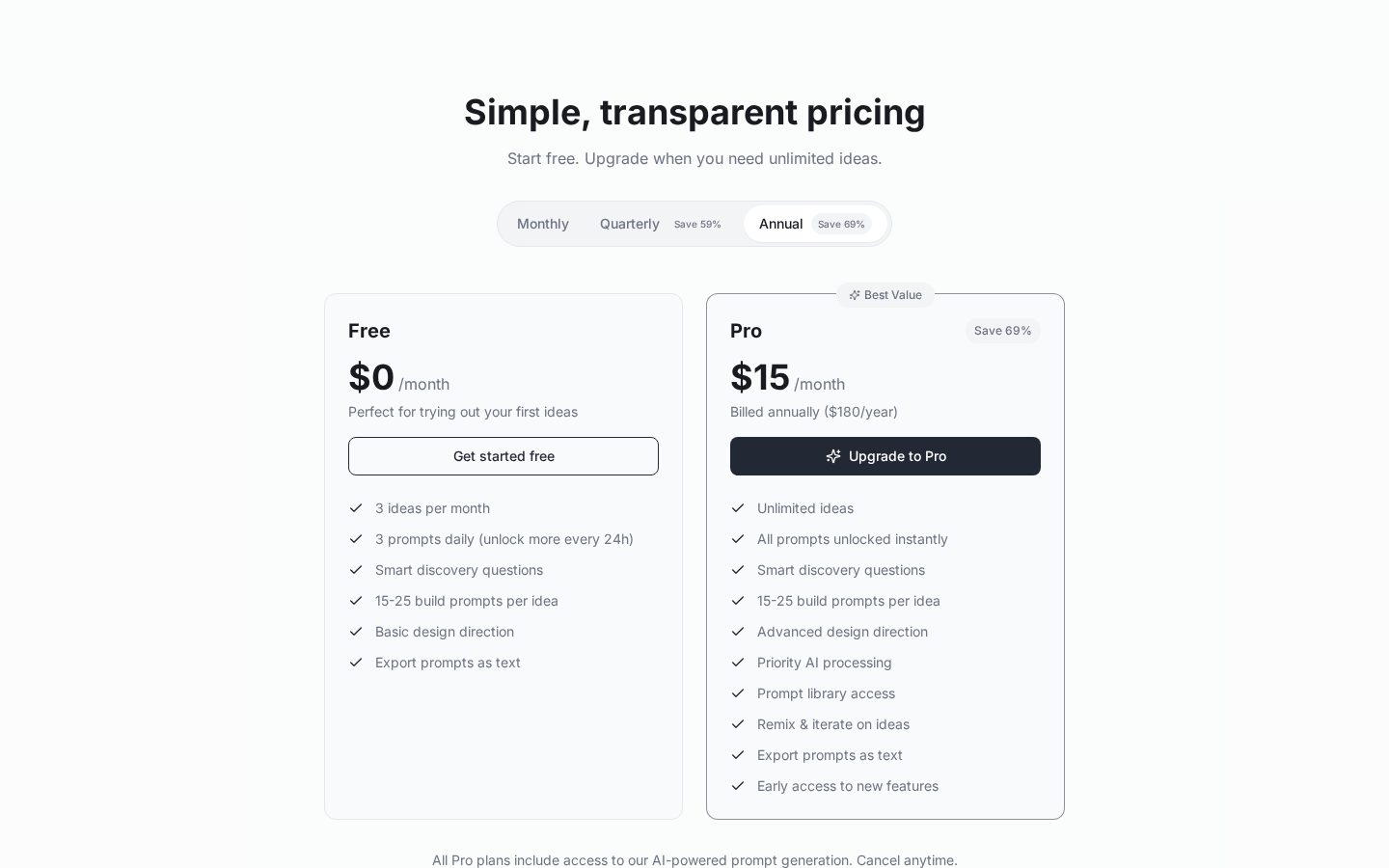 VibePrompts Pricing