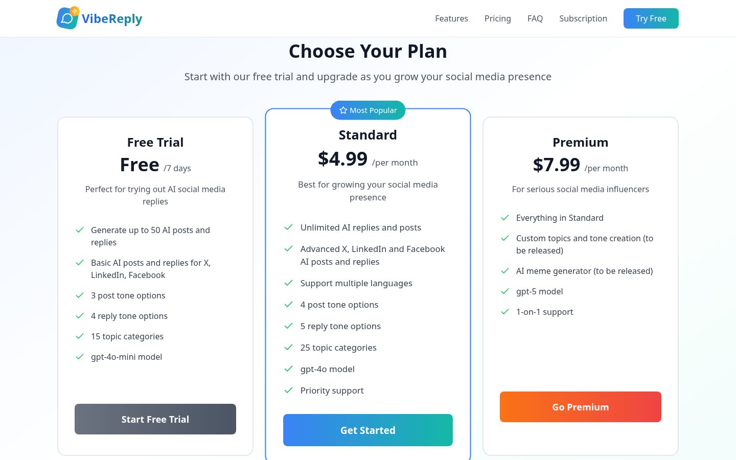 VibeReply Pricing