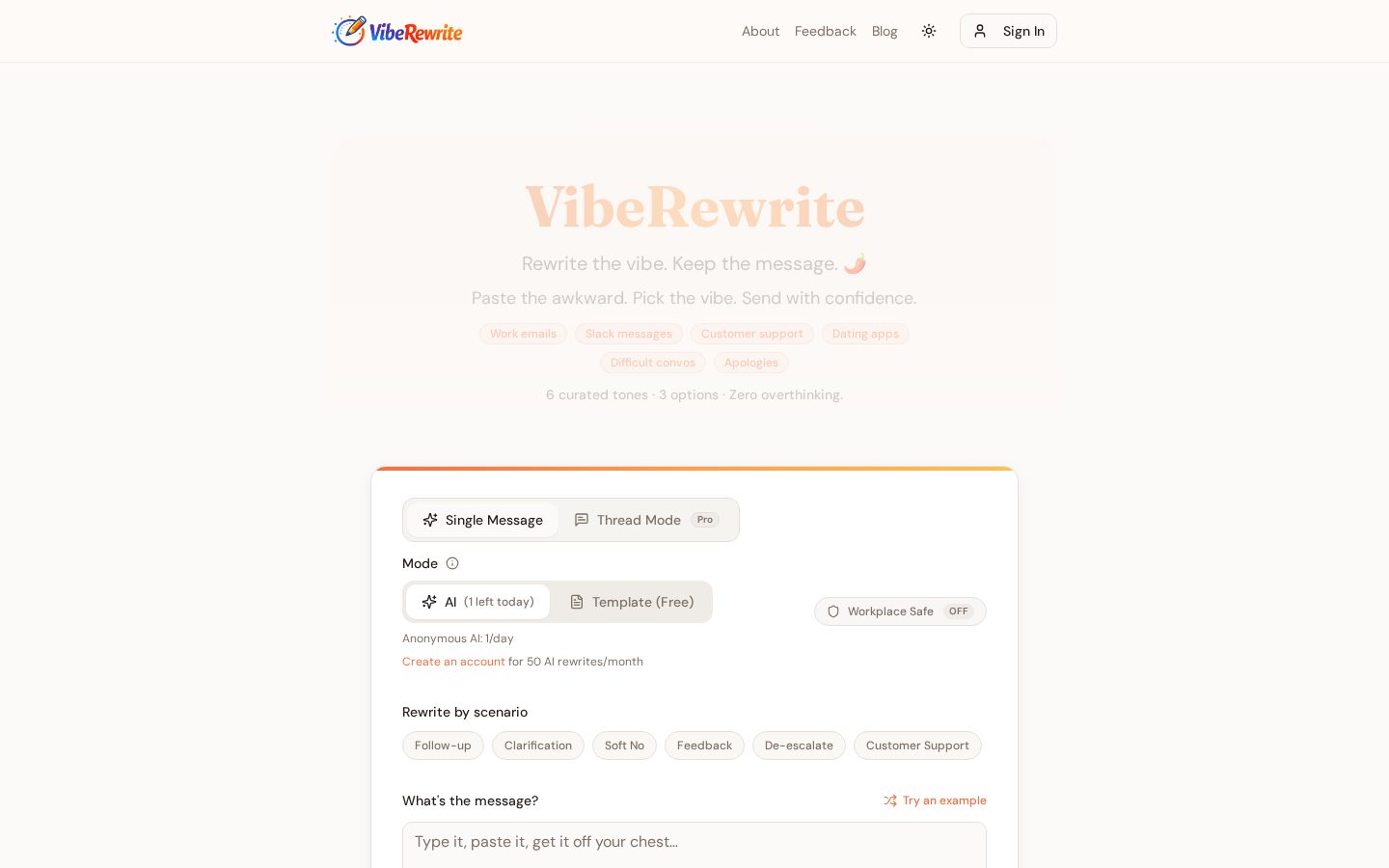 VibeRewrite Homepage