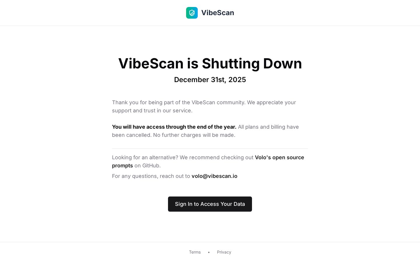 VibeScan Homepage