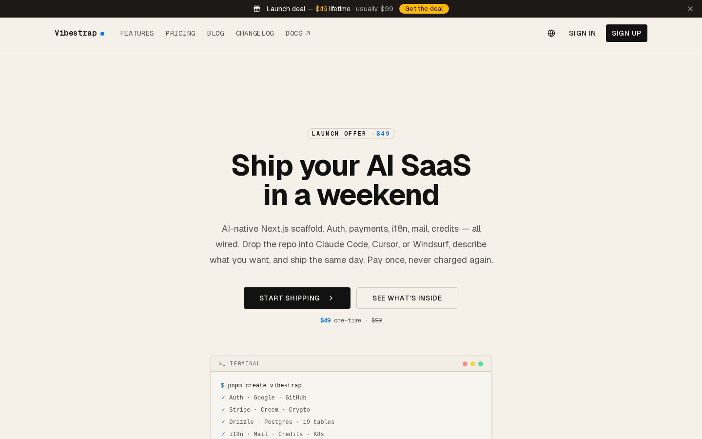Vibestrap Homepage