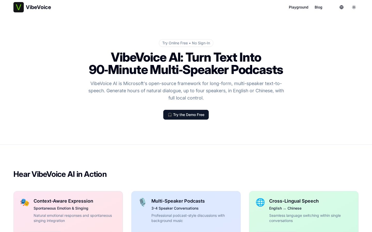 VibeVoice AI Homepage