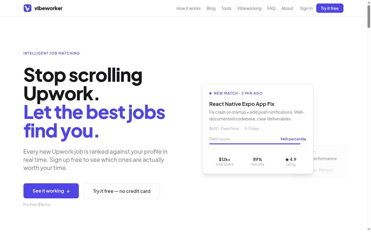 Vibeworker Homepage