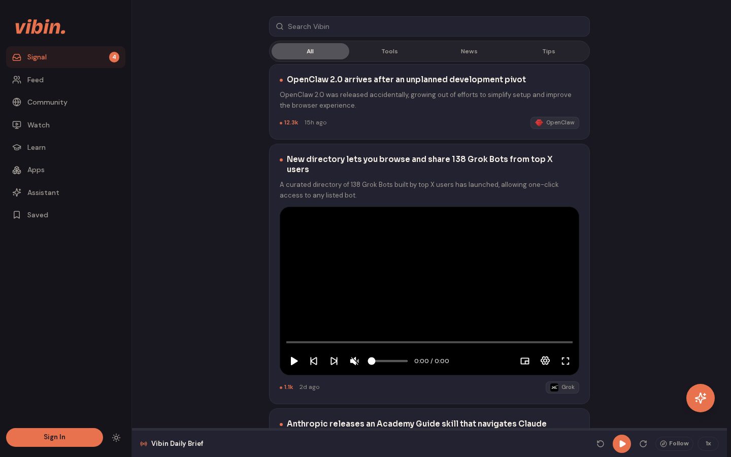 Vibin Homepage