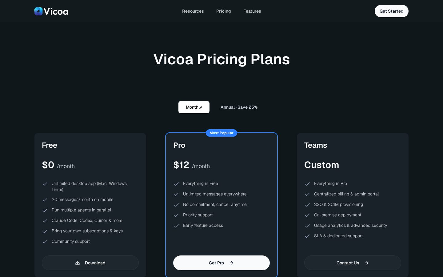 Vicoa - Vibe Code Anywhere Pricing