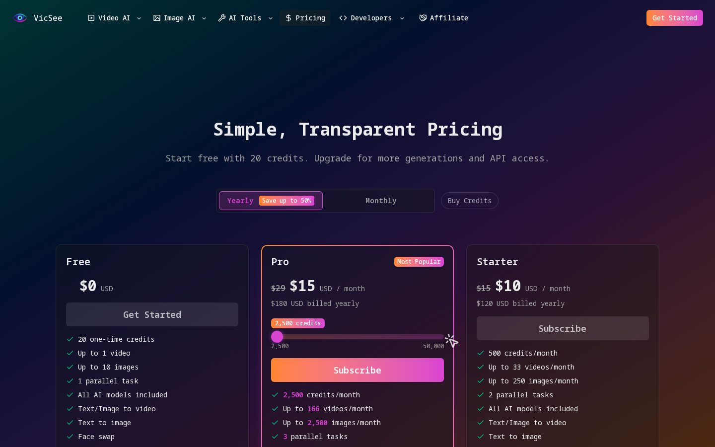 VicSee Pricing