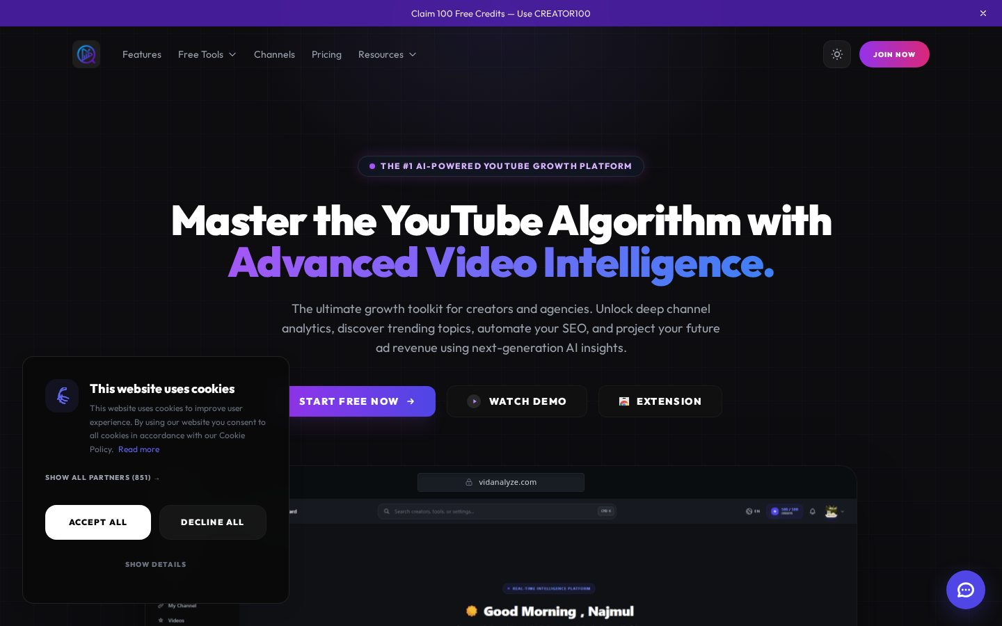 Vidanalyze Homepage