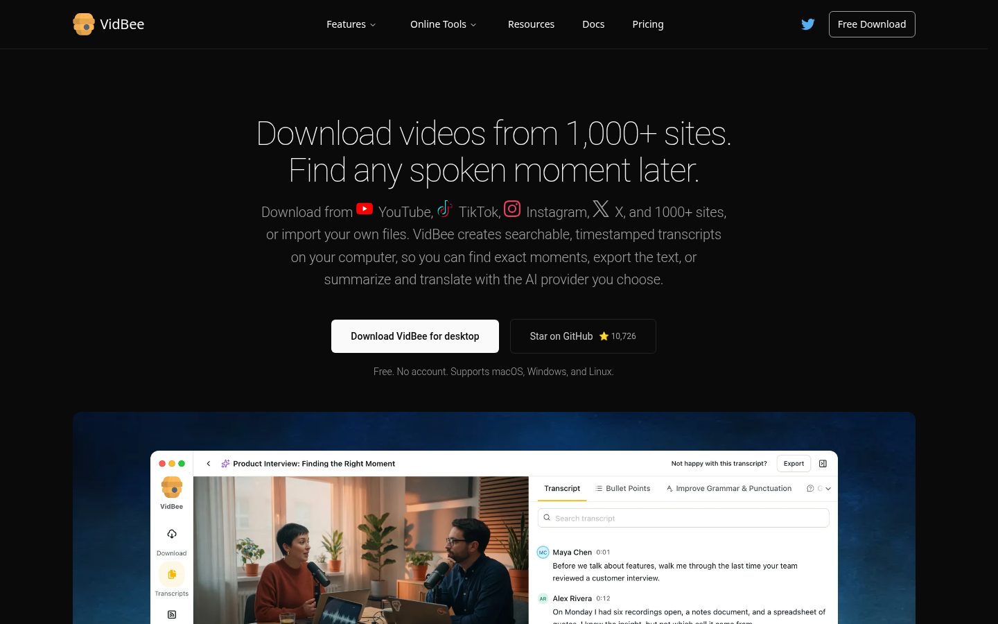 VidBee Homepage