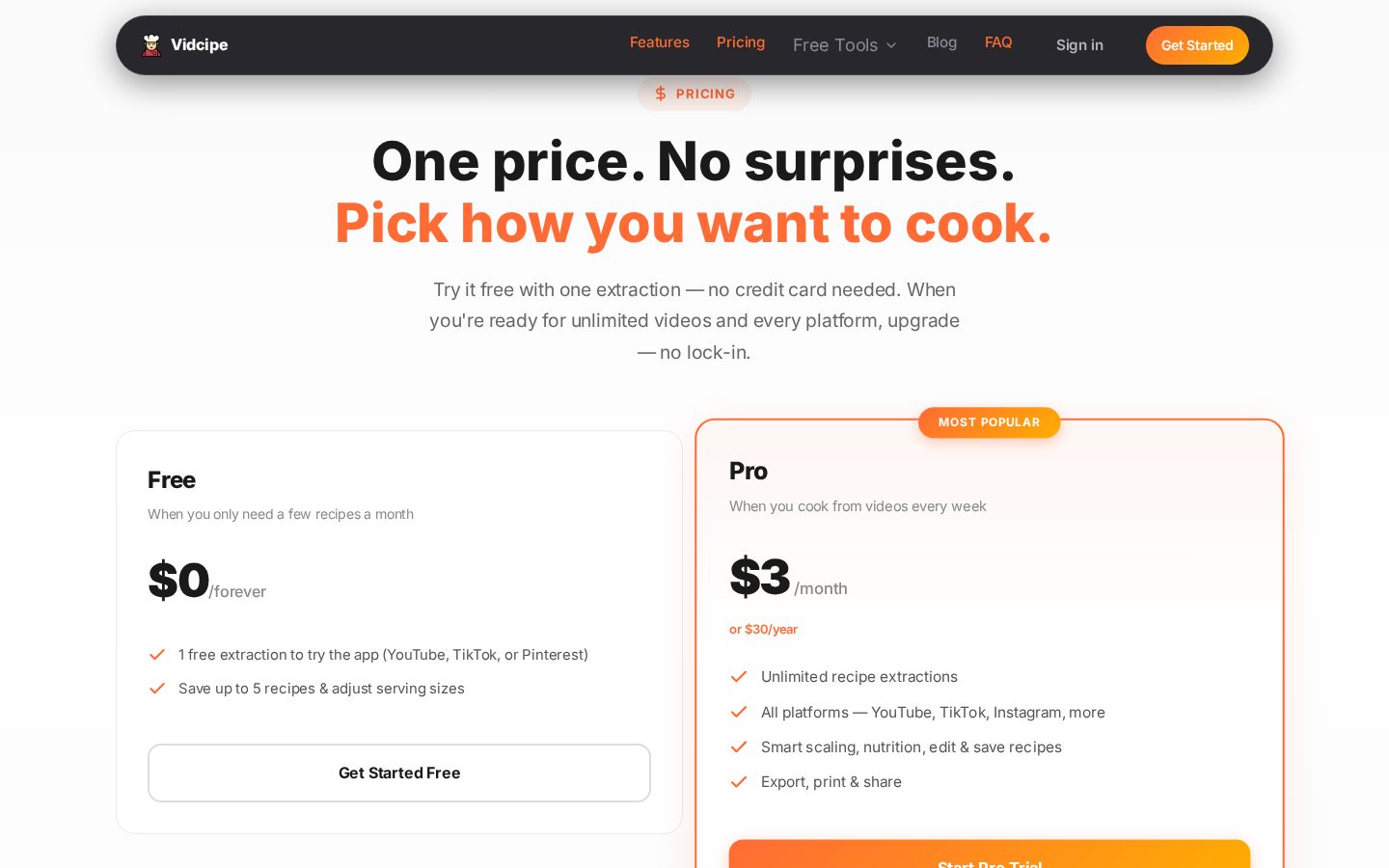 Vidcipe Pricing