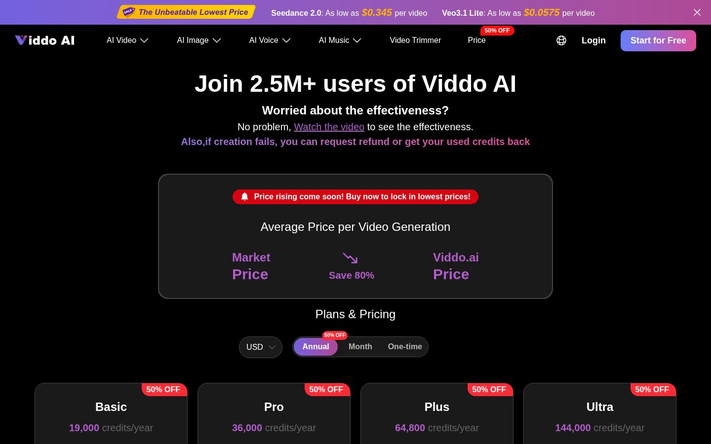 Viddo AI Pricing