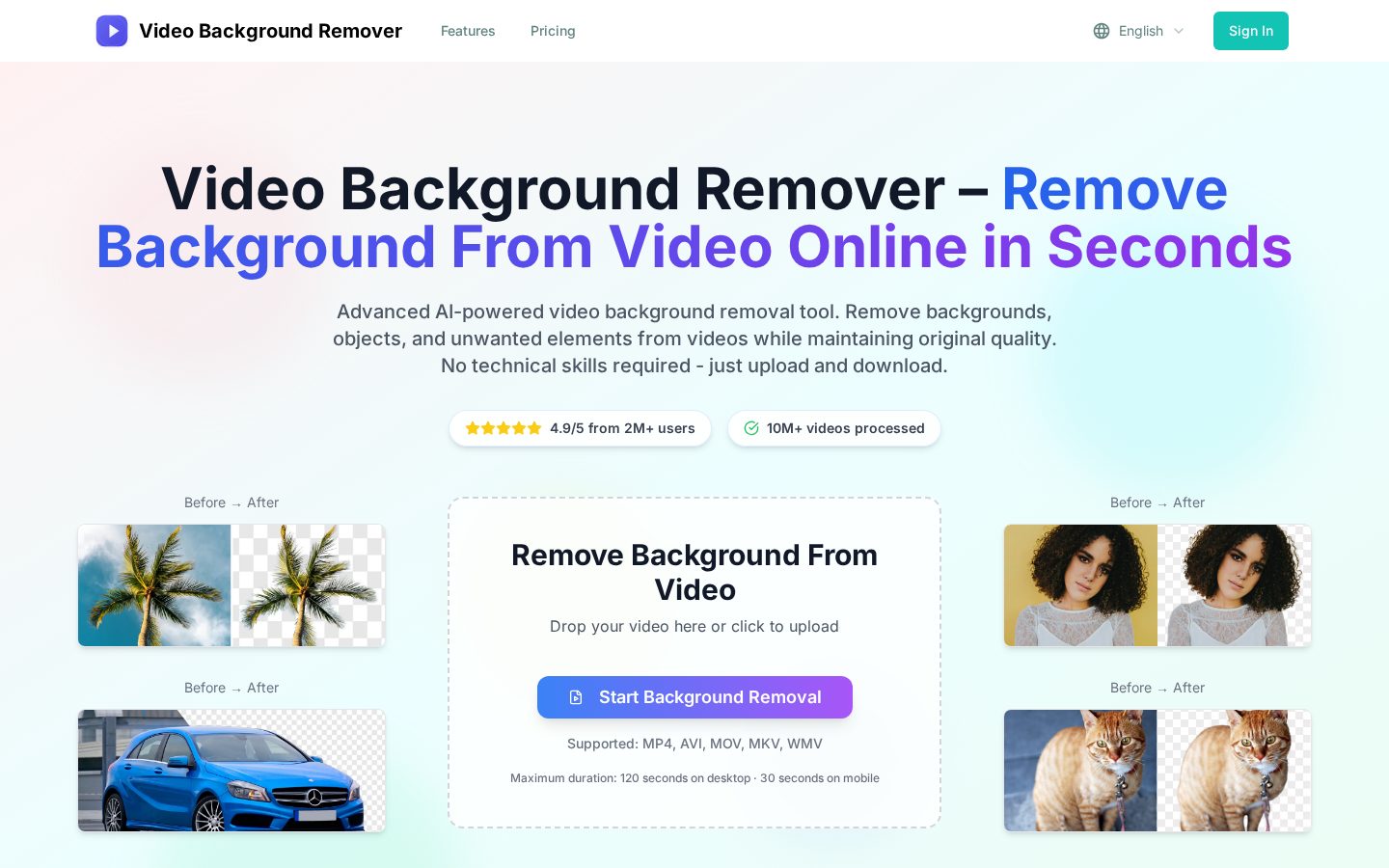 Video Background Remover Homepage