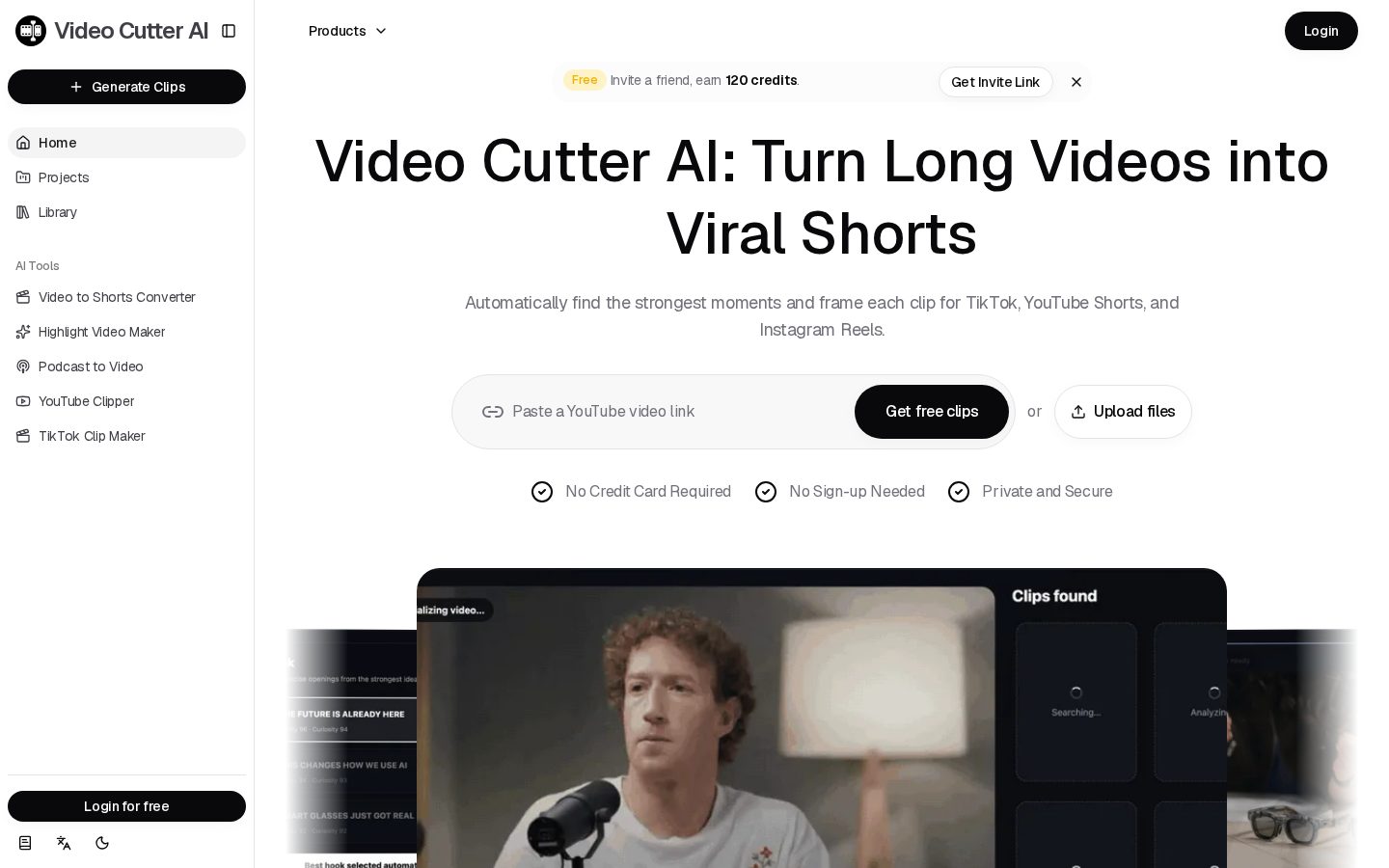 Video Cutter AI Homepage