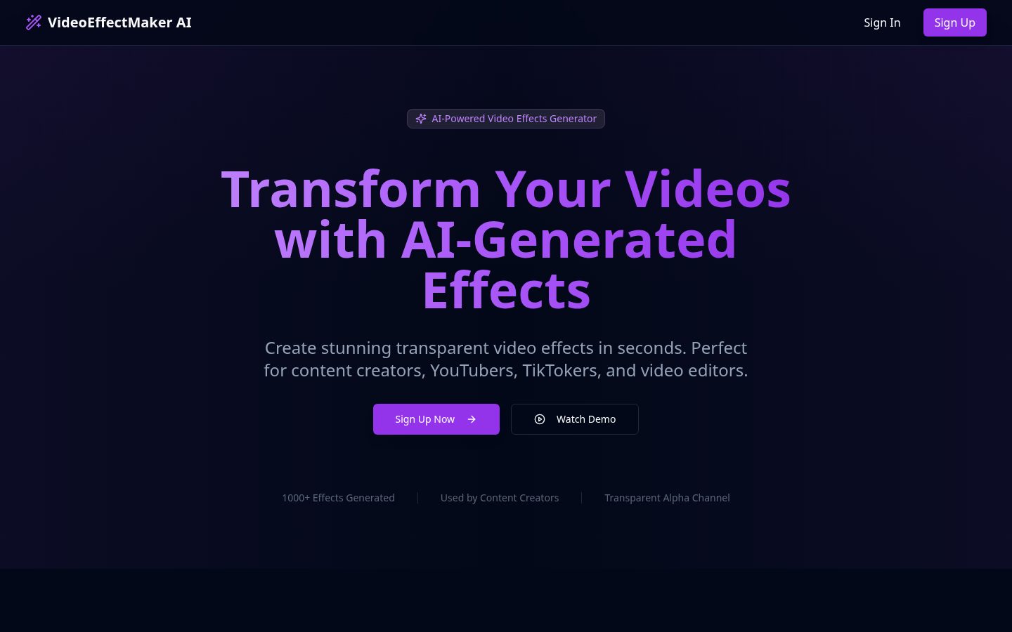 Video Effect Maker Homepage