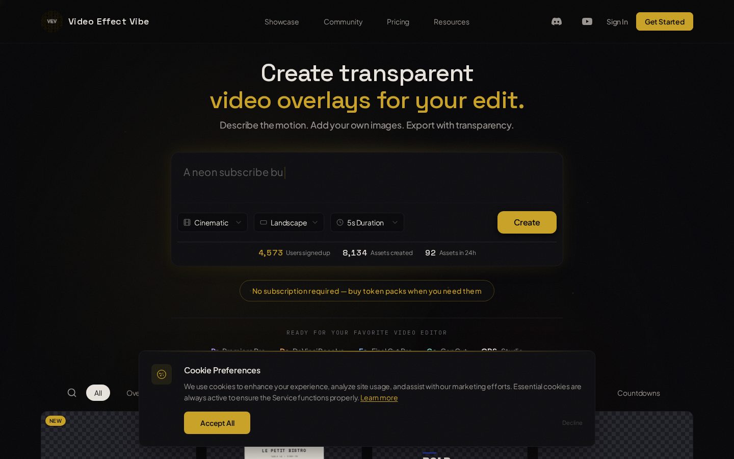 Video Effect Vibe Homepage