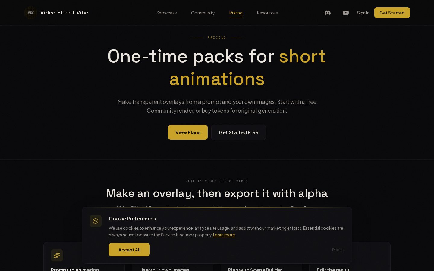 Video Effect Vibe Pricing