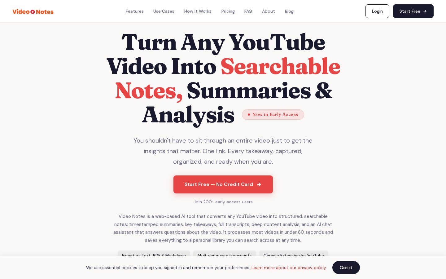Video Notes Homepage