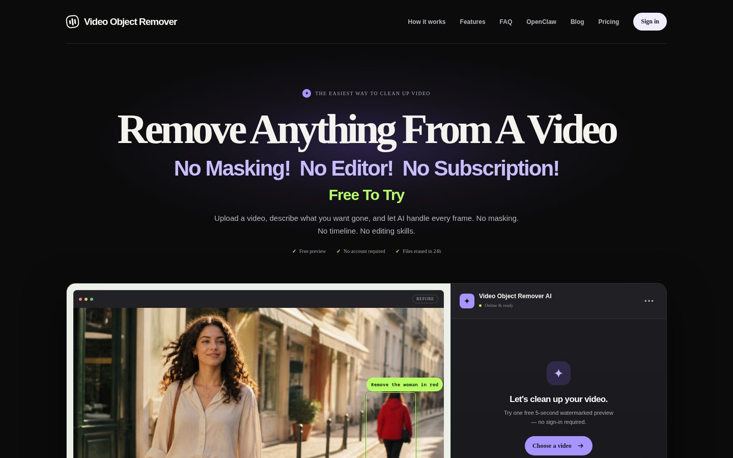 Video Object Remover Homepage