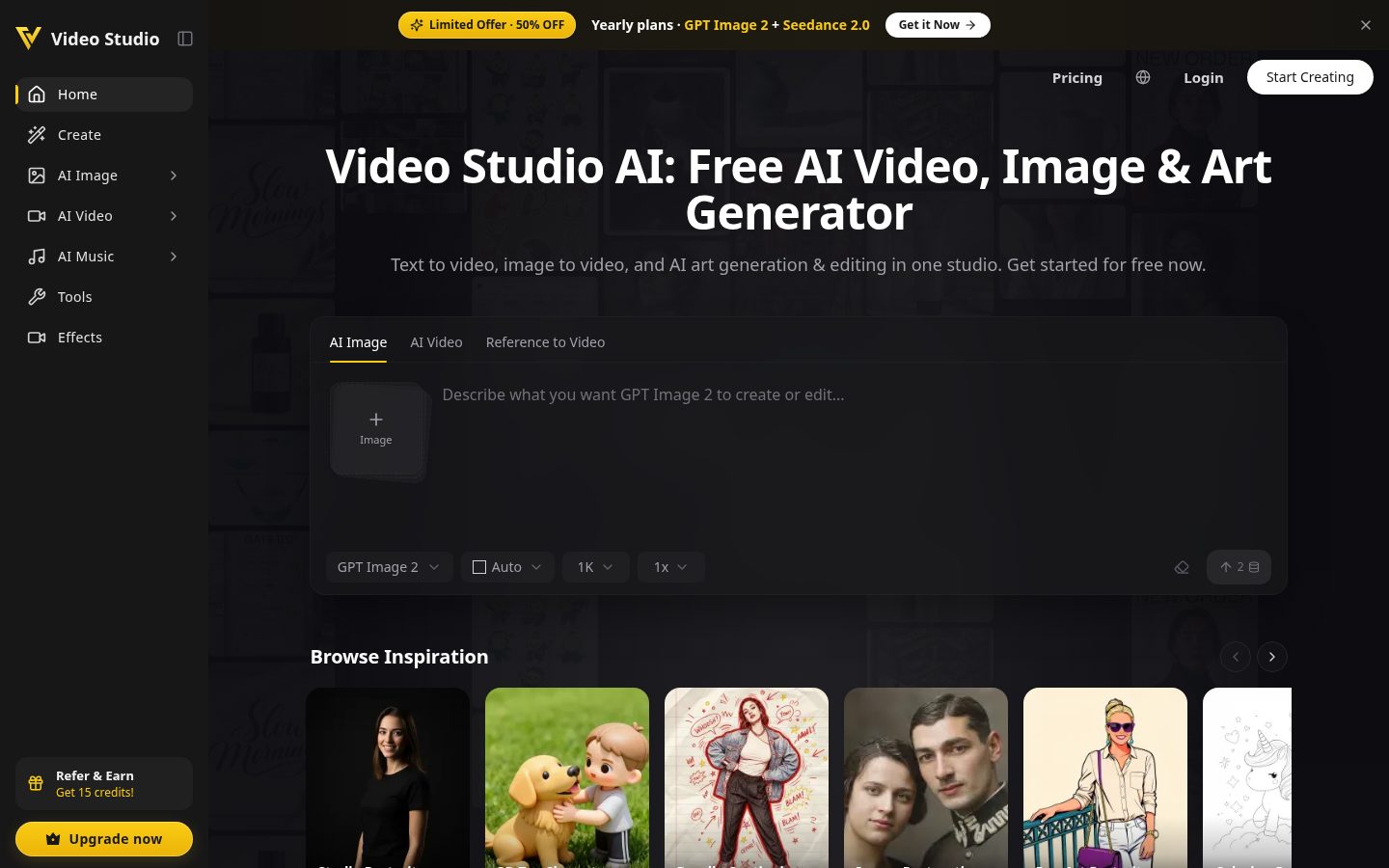 Video Studio AI Homepage
