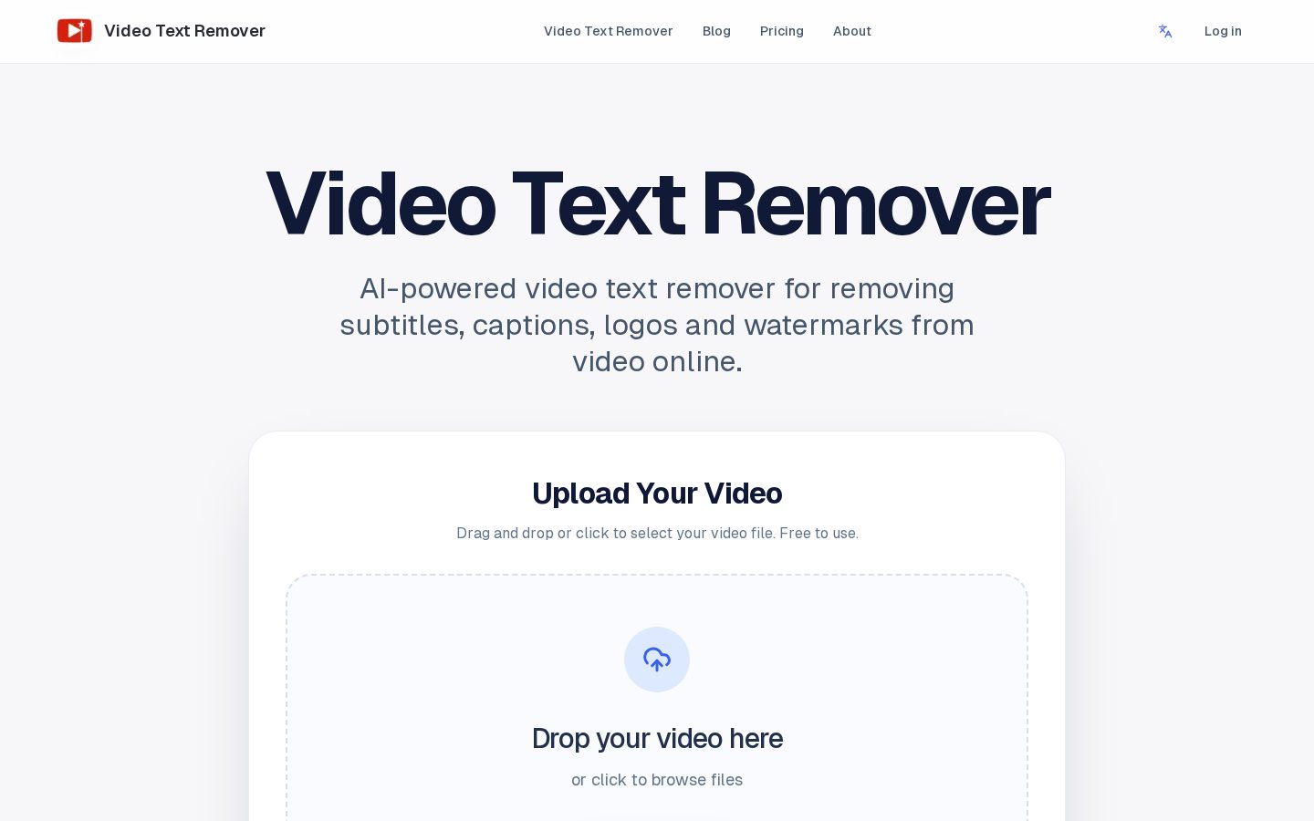 Video Text Remover Homepage