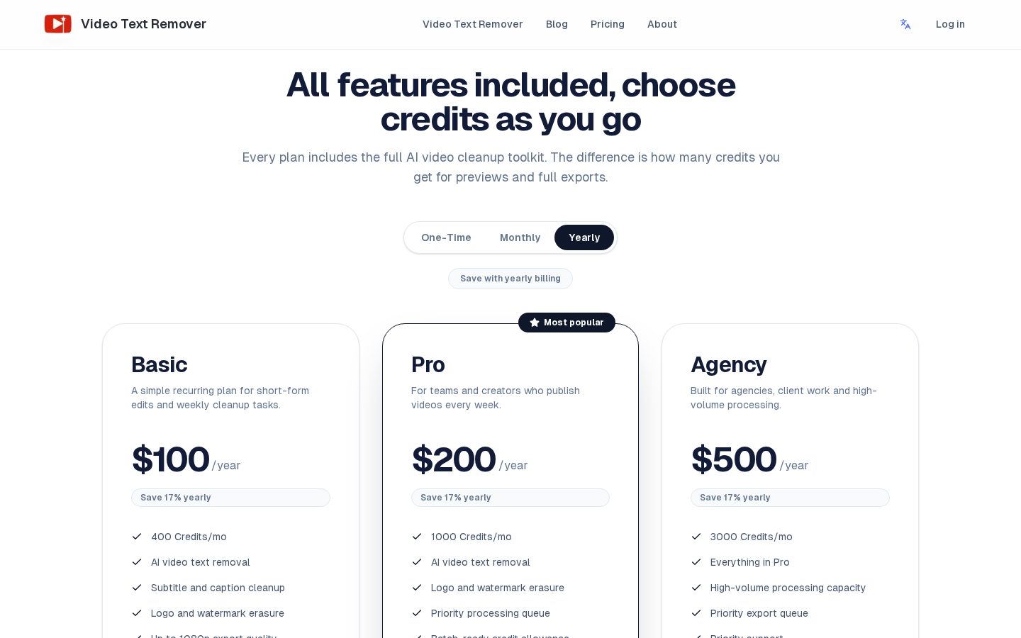 Video Text Remover Pricing