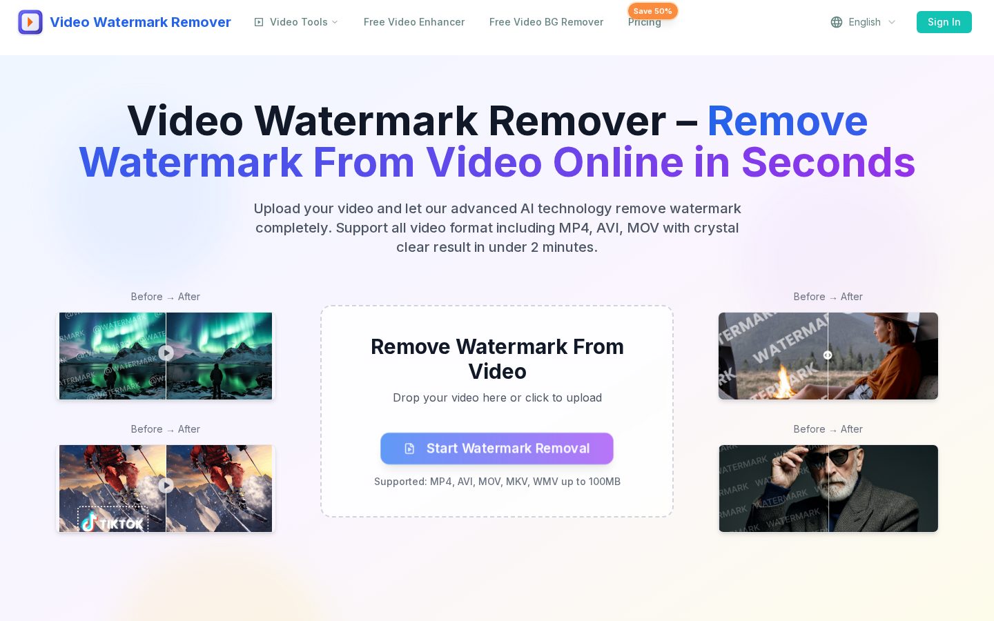 Video Watermark Remover AI Homepage