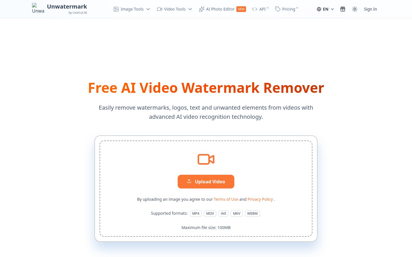 Video Watermark Remover Homepage