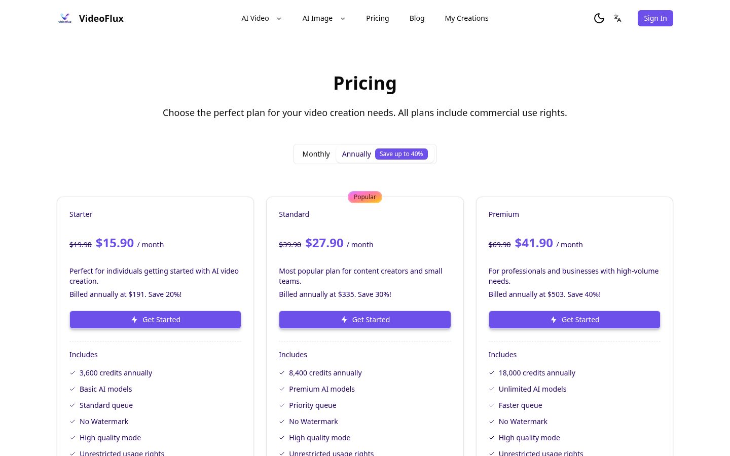 VideoFlux Pricing