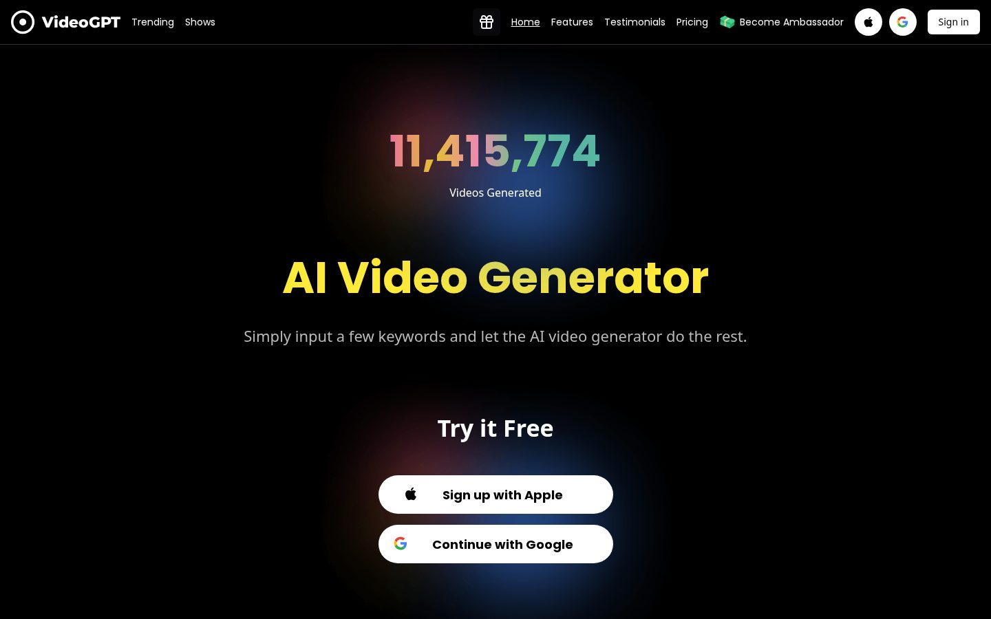 VideoGPT Homepage