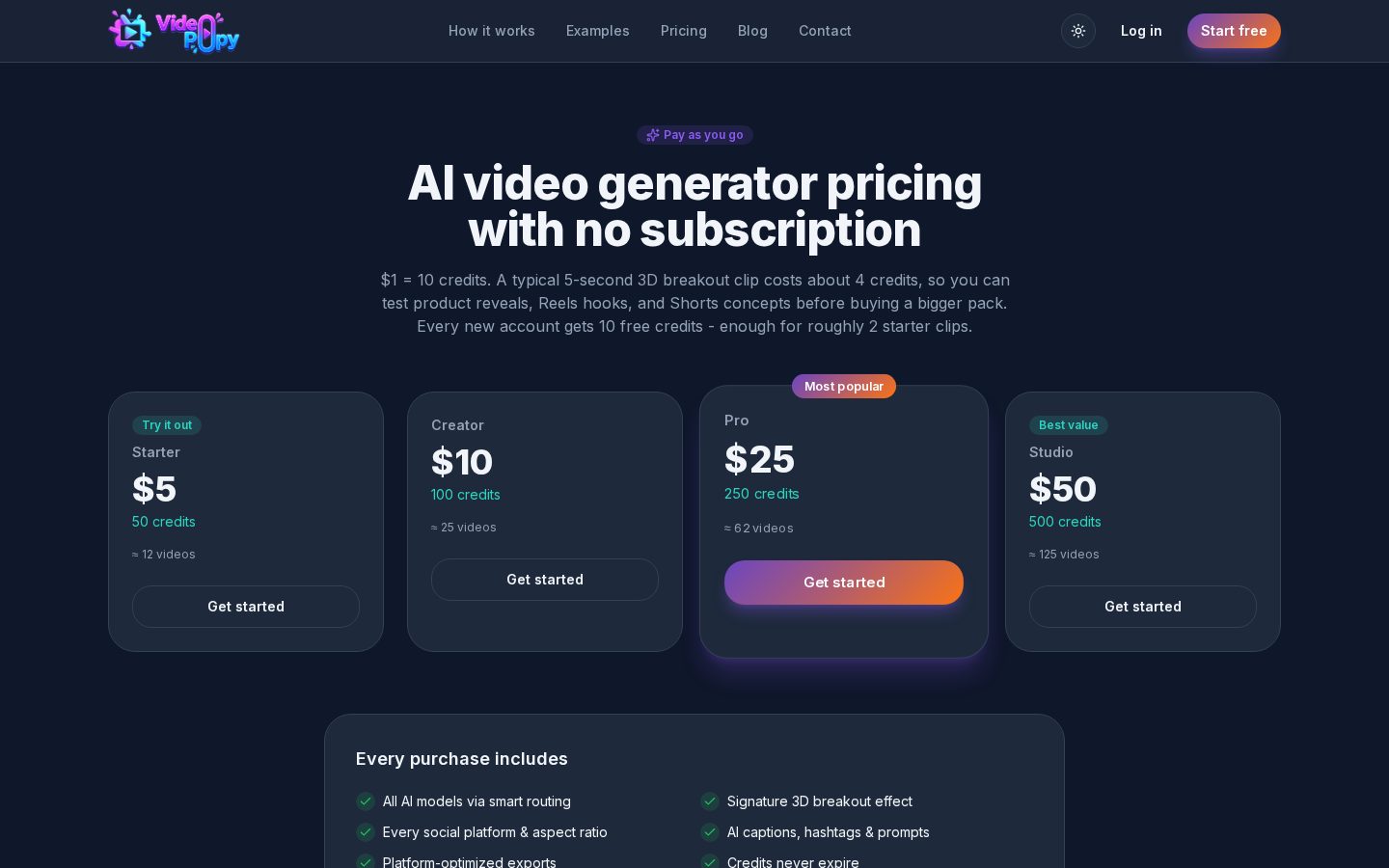 VideoPopy Pricing