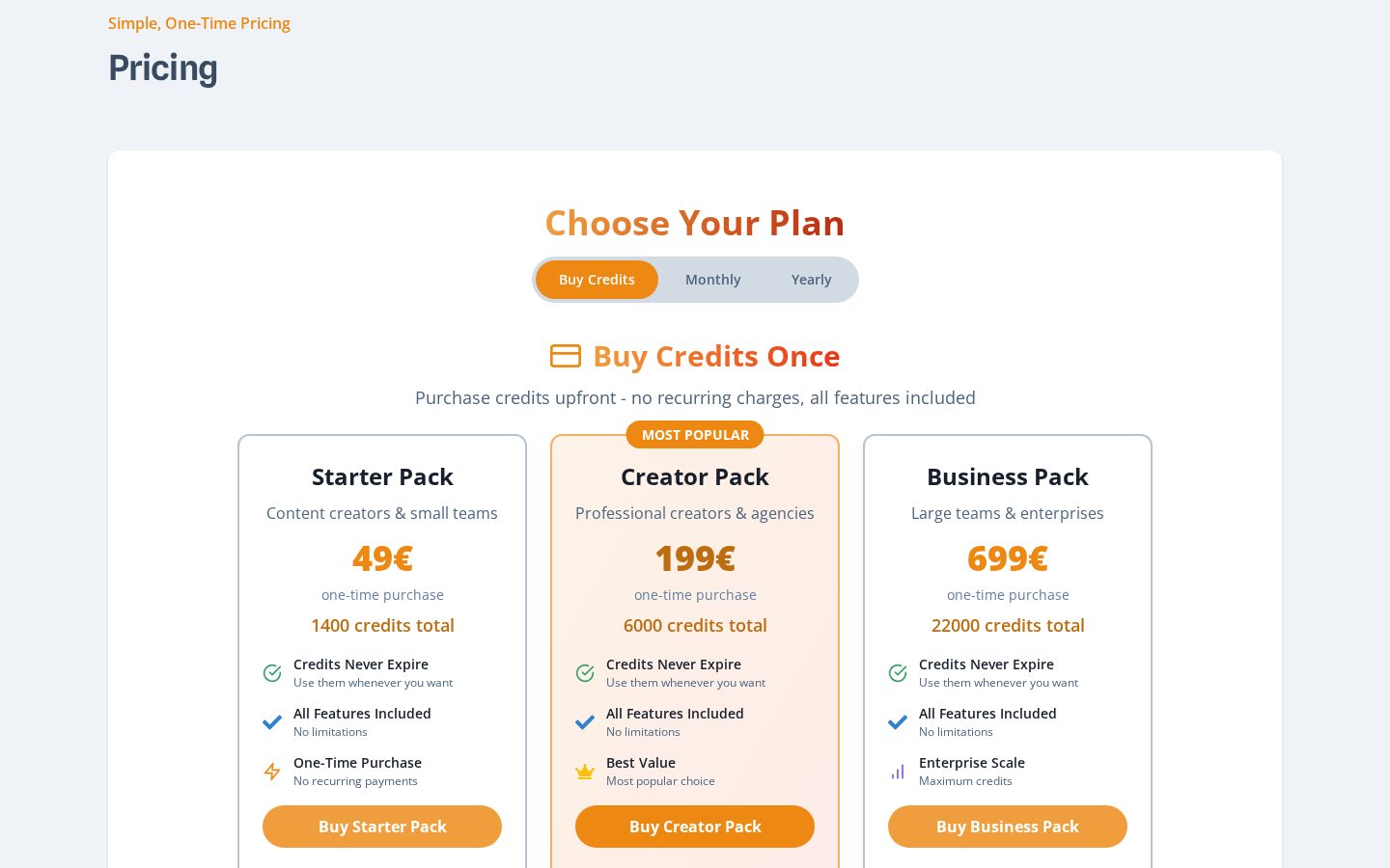 VideoToPage Pricing