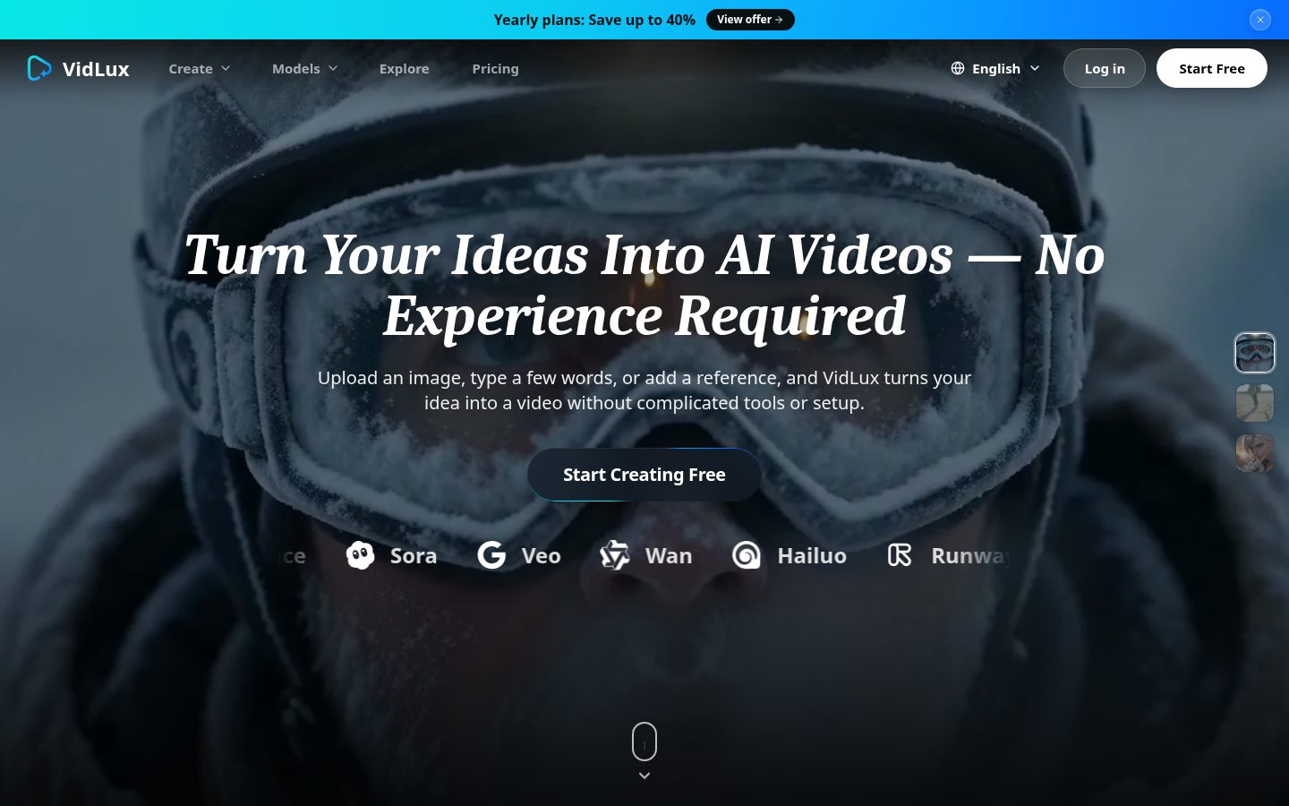 VidLux AI Homepage