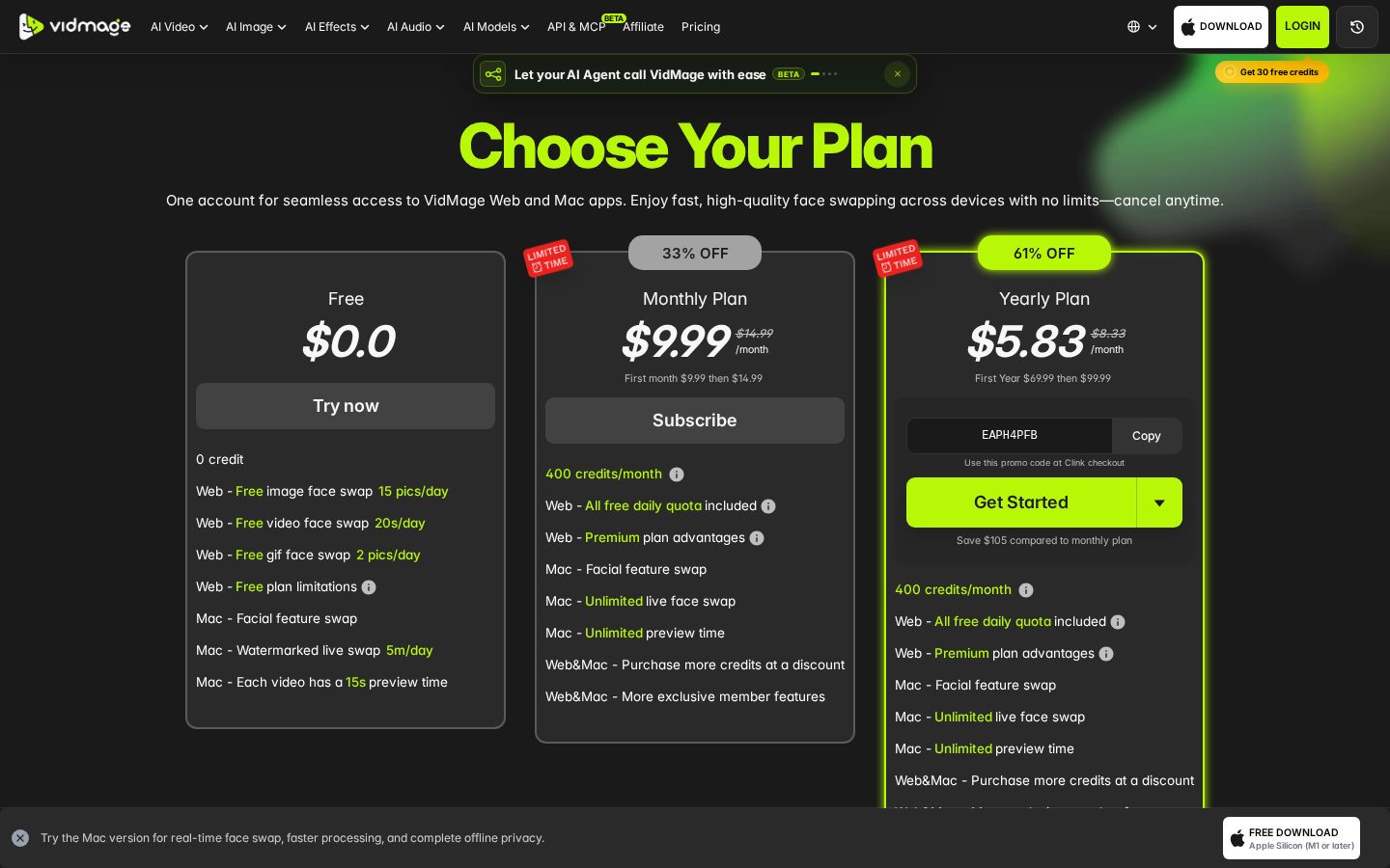 VidMage for Mac Pricing