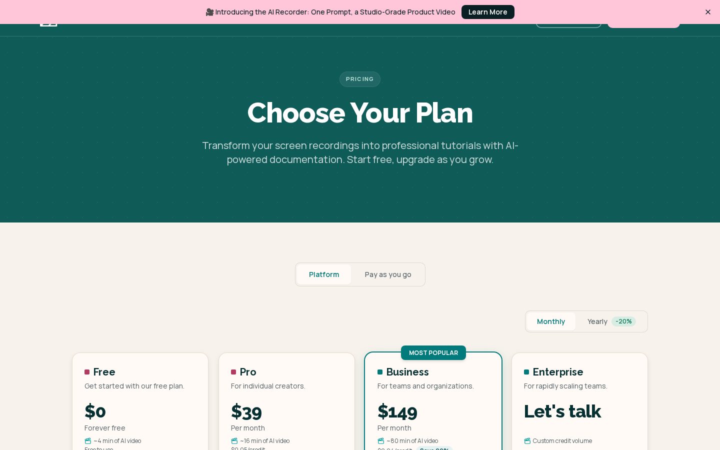Vidocu Pricing