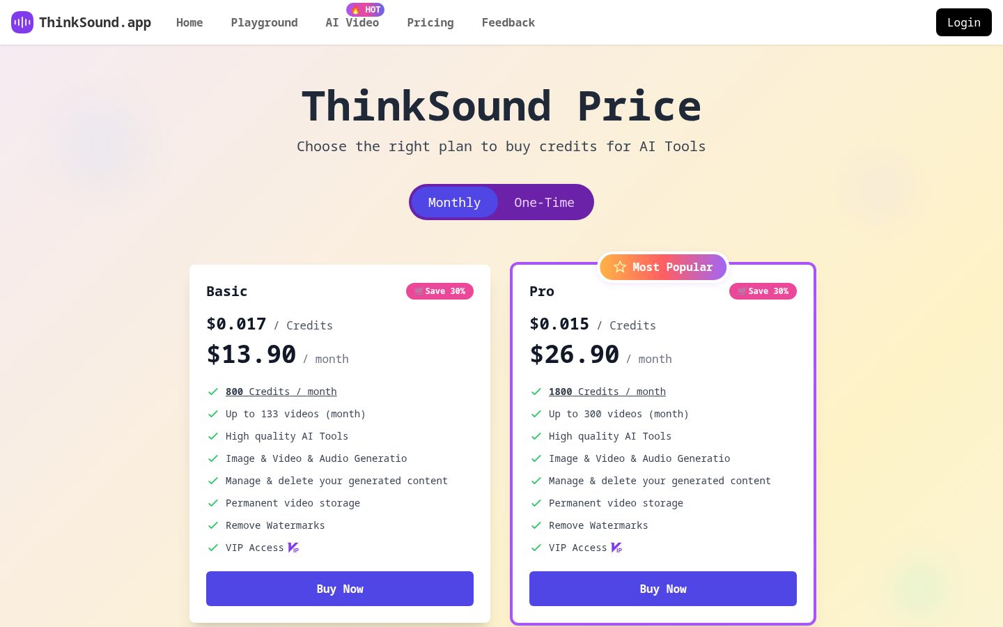 Vidoe to Audio Pricing