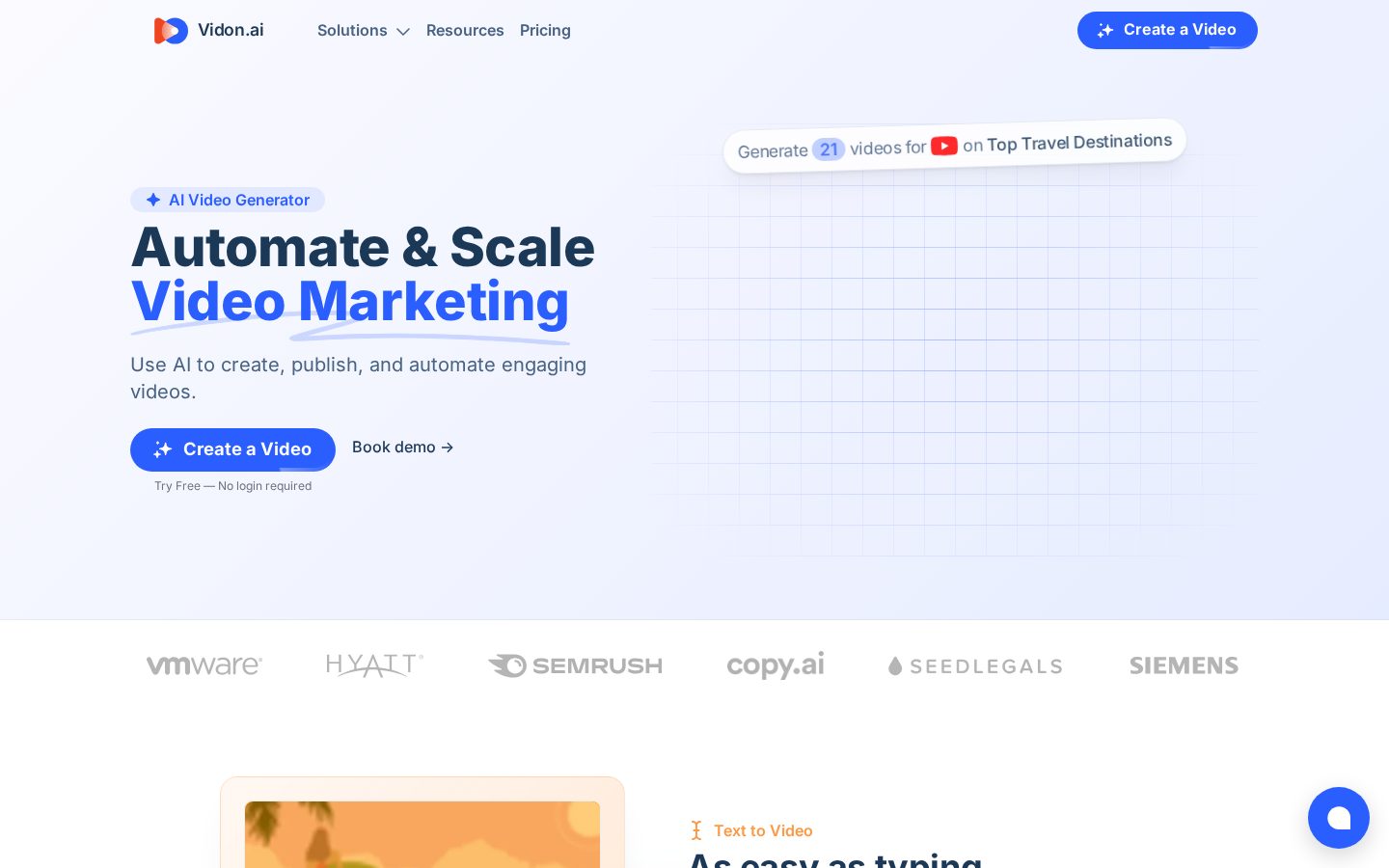 Vidon.ai Homepage