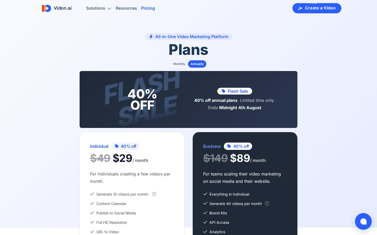 Vidon.ai Pricing
