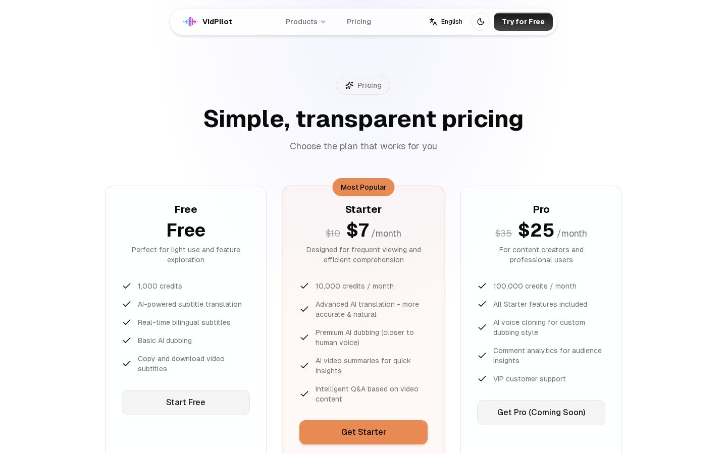 VidPilot Pricing