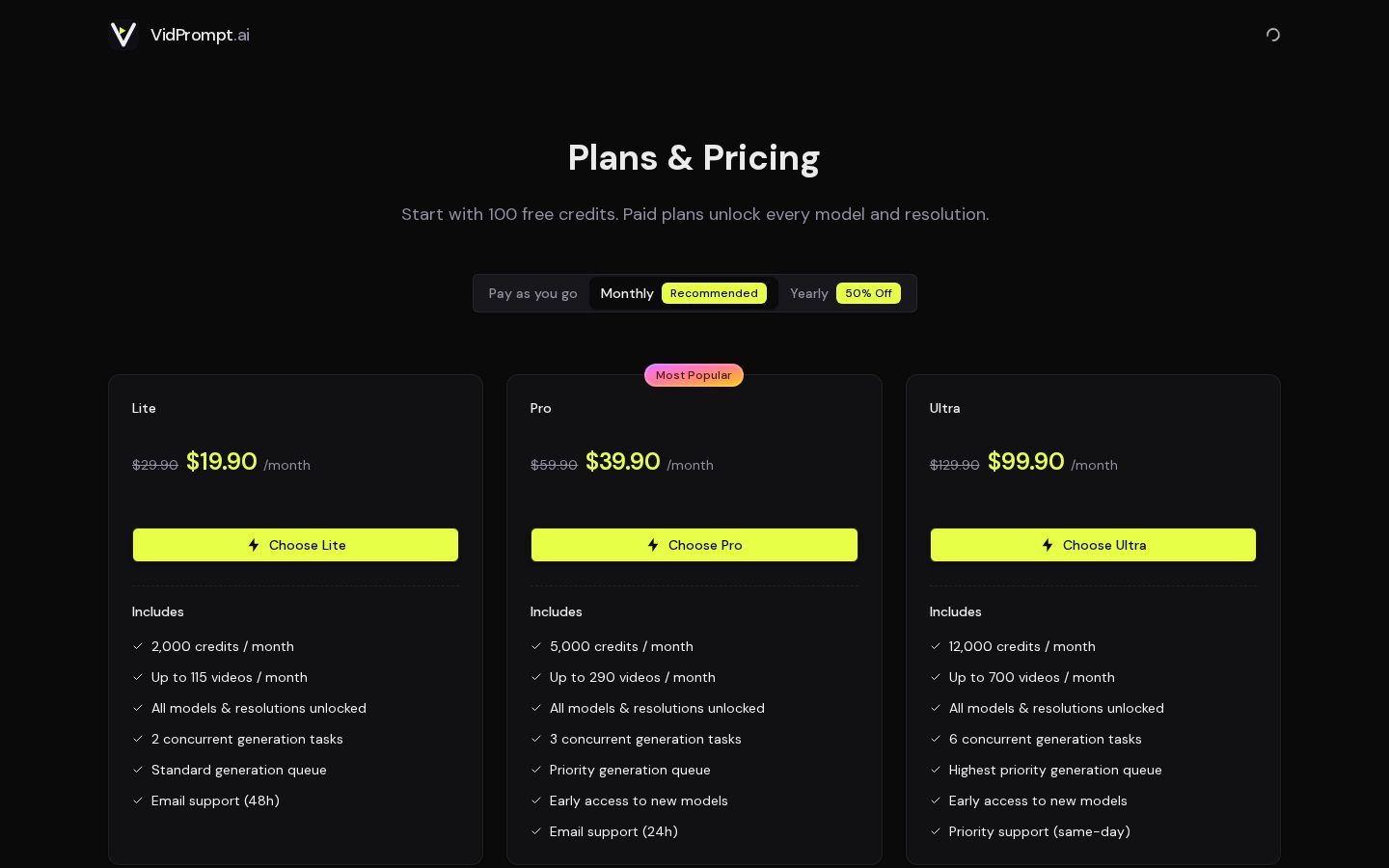 VidPrompt Pricing